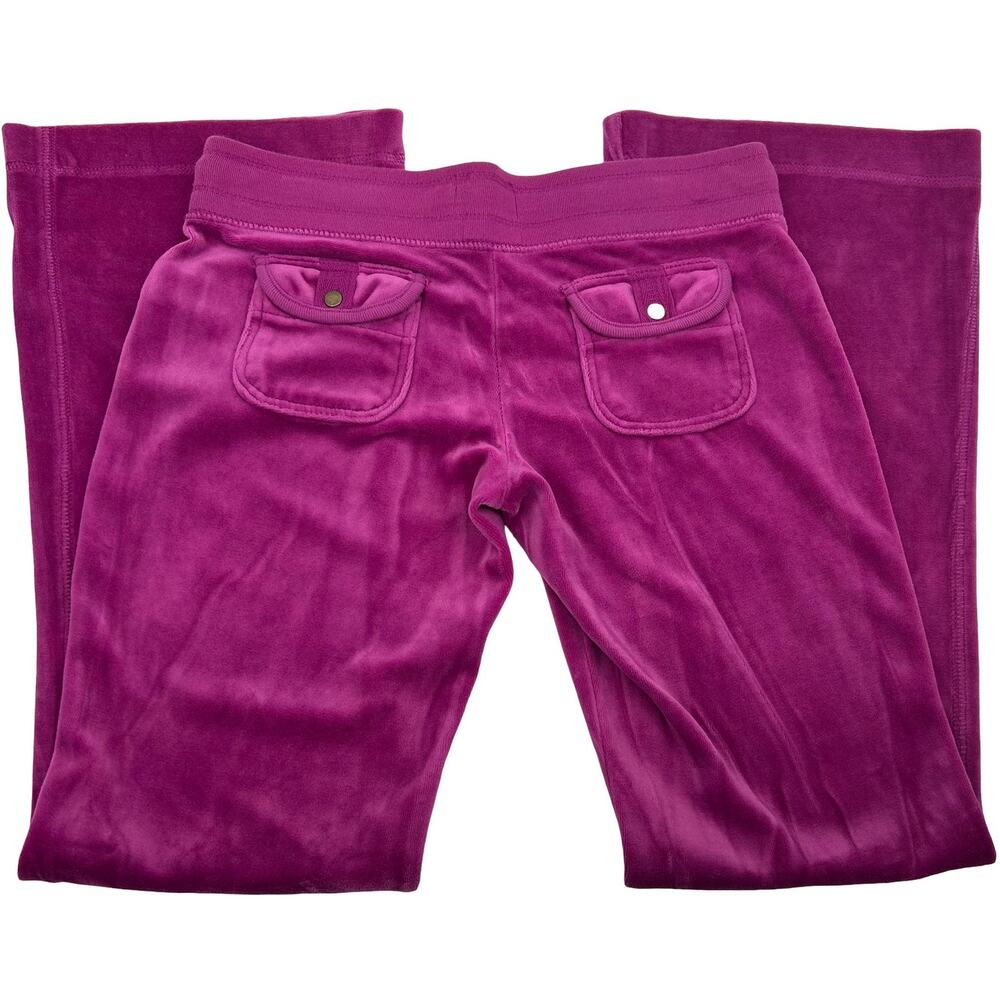 Vintage y2k Women's Hot Pink Low Rise SO Wide Leg Velour Flared Sweatpants Sz M